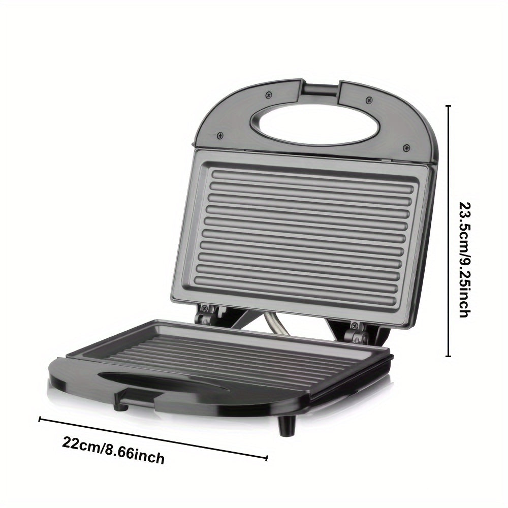 Compact 3-in-1 European Plug Sandwich Maker & Breakfast Toaster with Wide, Deep Pan, Portable Non-Stick Grill, Quick Heat, and Easy to Clean Surface. Perfect for Cheese, Steak, and No Oil