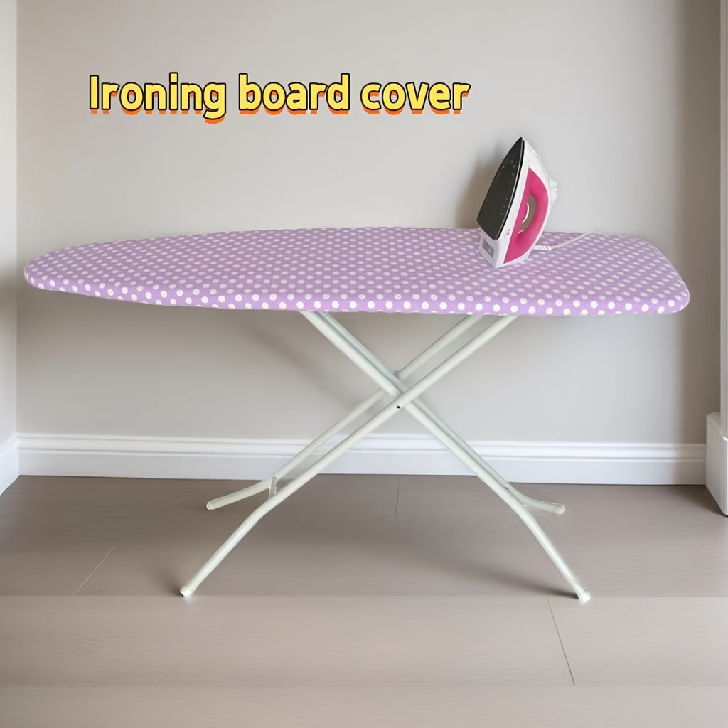 A purple base cover with white polka dots, enhanced with a titanium coating to protect against burning and staining. It has elastic edges for a secure fit and two fasteners on the back.