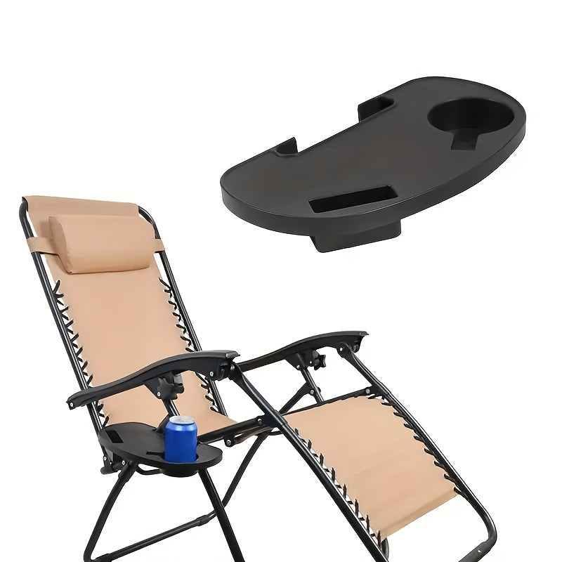 Set of 2 Universal Leisure Chair Cup Holder Trays, Made of durable plastic for storing beverages and snacks on rocking chairs, rattan chairs, and folding recliners - No need for electricity, serves as a convenient side table accessory for lounge chairs