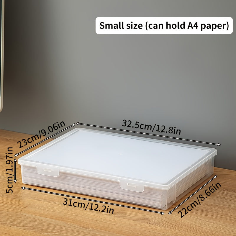 1pc A4 paper storage box for organization and storage supplies. Suitable for office, dorm, or home use.