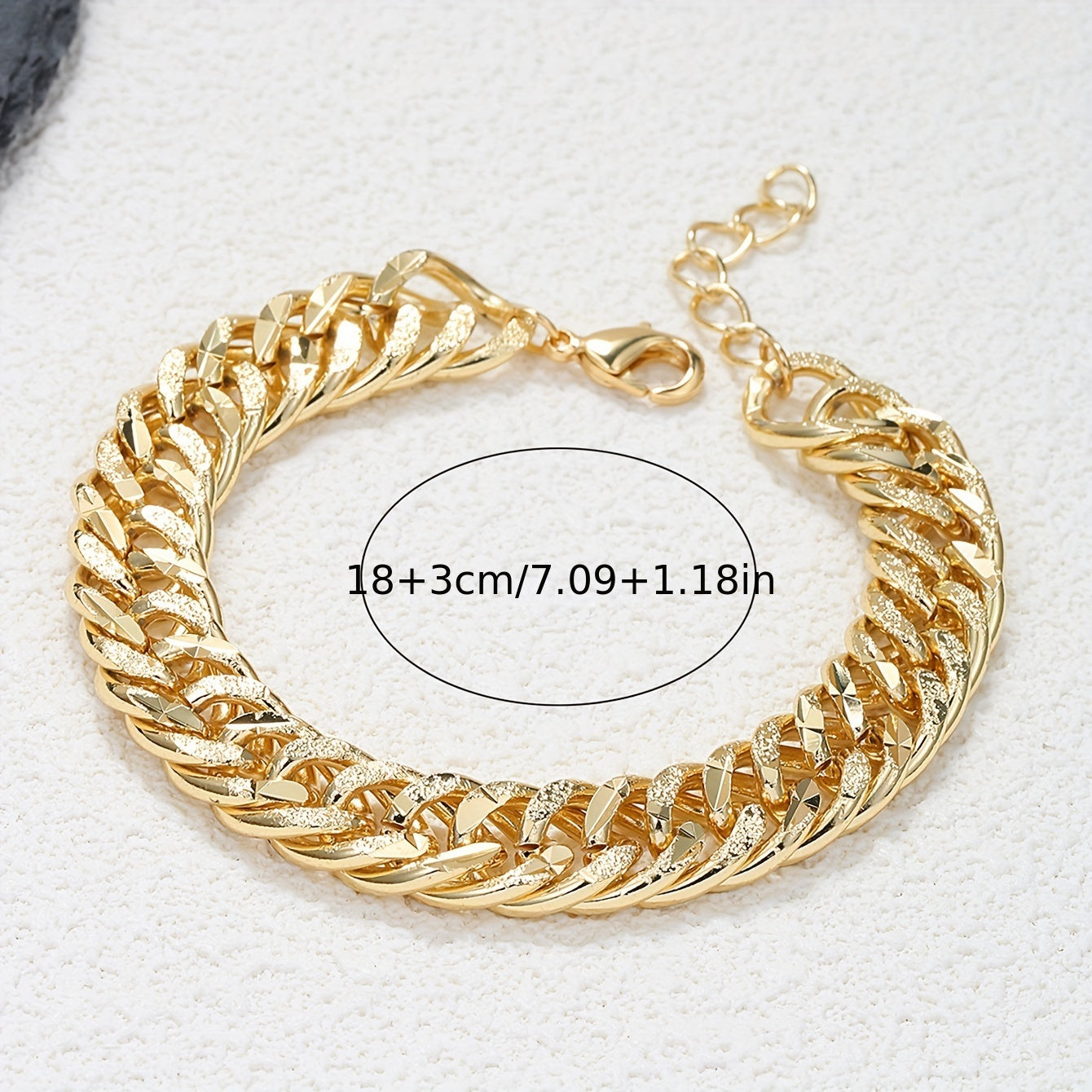 Old-School Cool Thick Chain Bracelet, Cuban Link Fashion Jewelry for Women, 18K Gold Plated