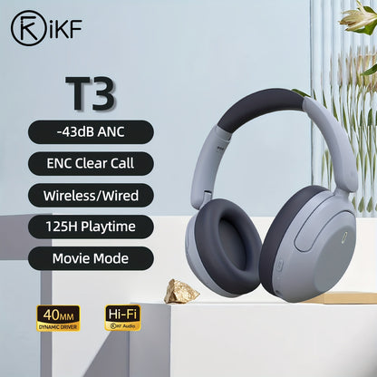 iKF-T3 wireless headphones feature active noise cancellation, waterproof design, app control, and a long-lasting battery for adults.