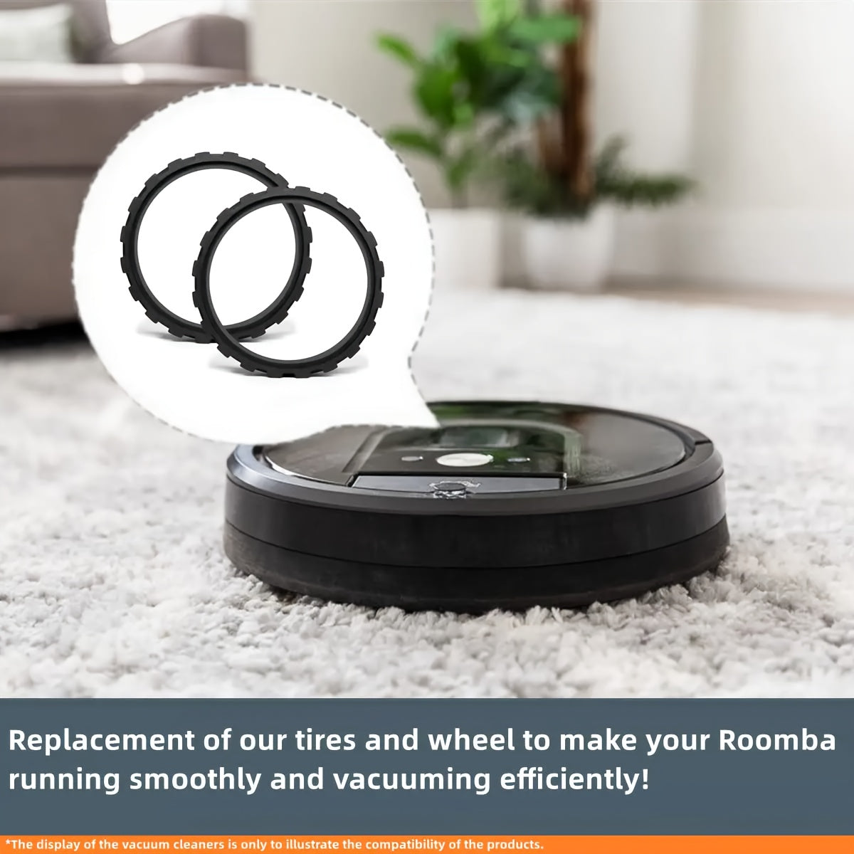 Простая замена шин и передних колес для iRobot и Roomba - Изготовлено из долговечного силикона, предотвращает скольжение, совместимо с моделями 500/600/700/800/900/E5/E6/i7 серии