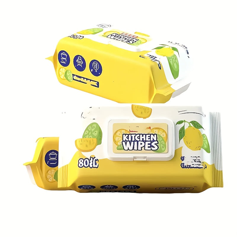 Set of 80 Multi-Purpose Kitchen Cleaning Wipes made of Non-Woven material that is Super Absorbent and Degreasing. Leaves No Residue and is Safe for Appliances. Features Manual Tear for Easy Use without the need for Power.