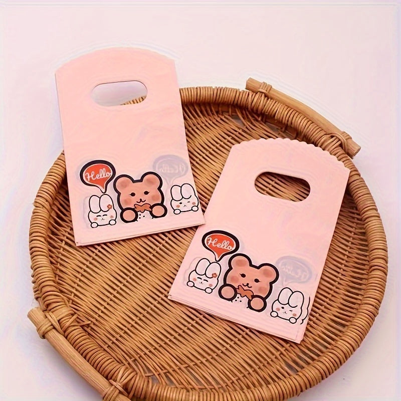 50pcs Cute Cartoon Jewelry Gift Bags - Strong Plastic, Perfect for Rings & Earrings