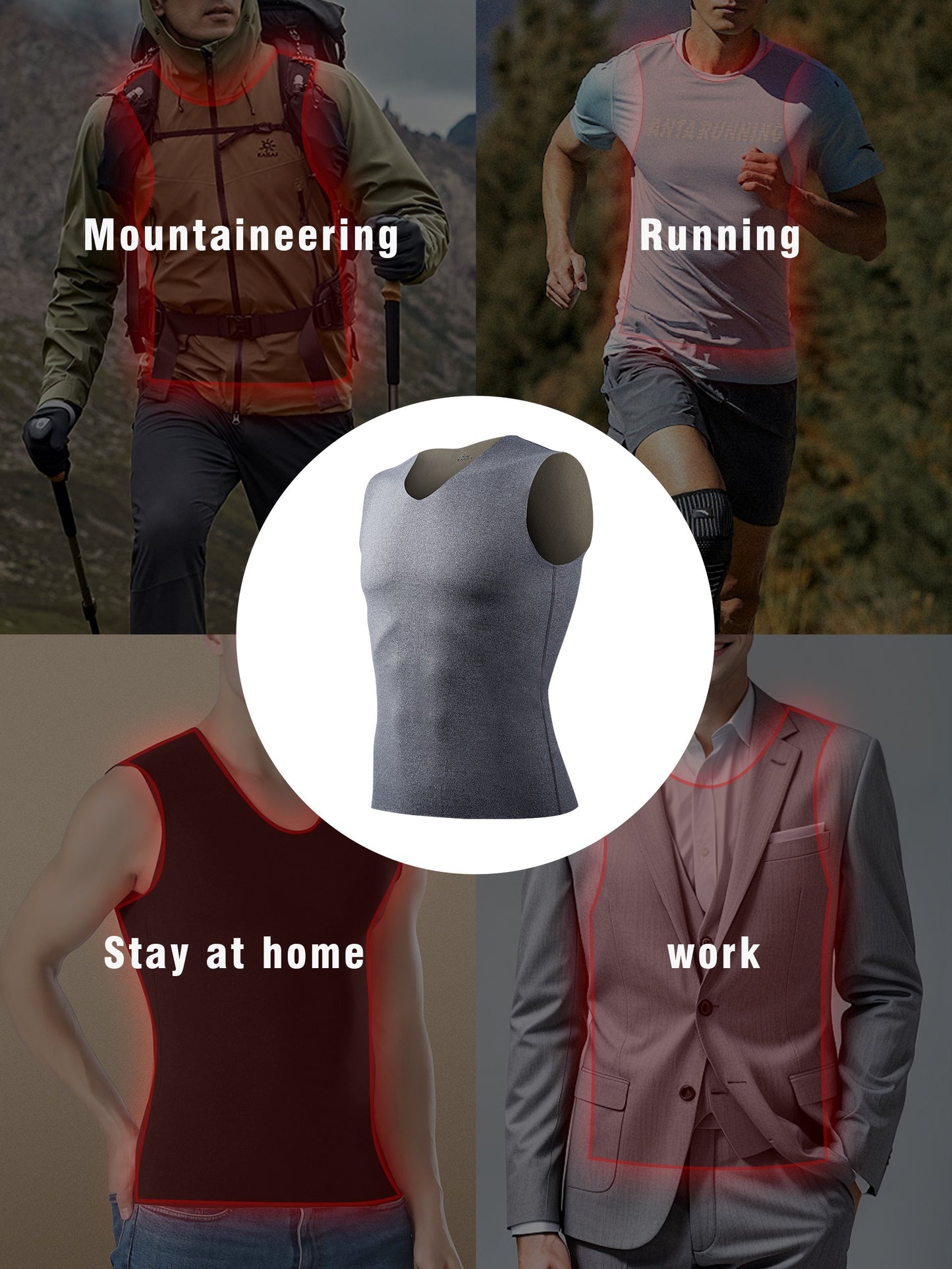 2 dual-color reversible fleece thermal vests with brushed finish for layering.