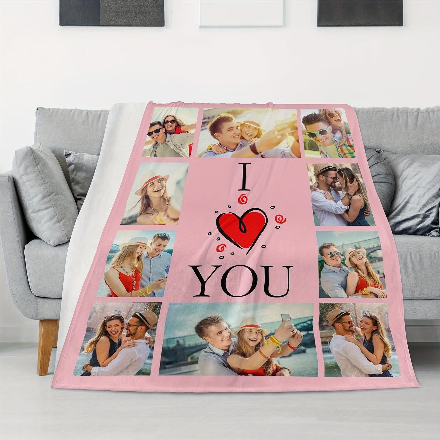 Personalized Flannel Photo Blanket with Custom Text - Easy to Clean, Perfect for Couples & Parents | a Special Valentine's Day & Anniversary Gift for Girlfriend, Boyfriend, Wife, Husband | Suitable for Ages 14 and Up