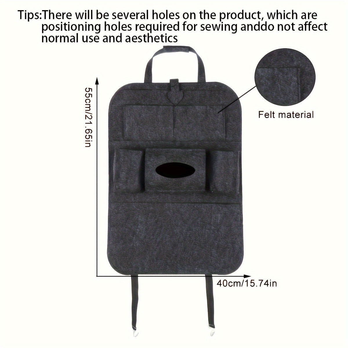 One piece of felt car seat storage bag, a versatile car seat back storage organizer.