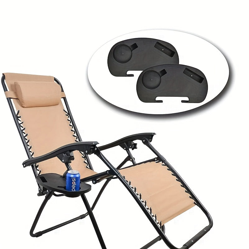 Black Plastic Cup Holder Side Table Attachment for Rocking and Reclining Chairs - Beverage and Snack Storage Tray, Compatible with Most Folding Chairs, No Electricity Required