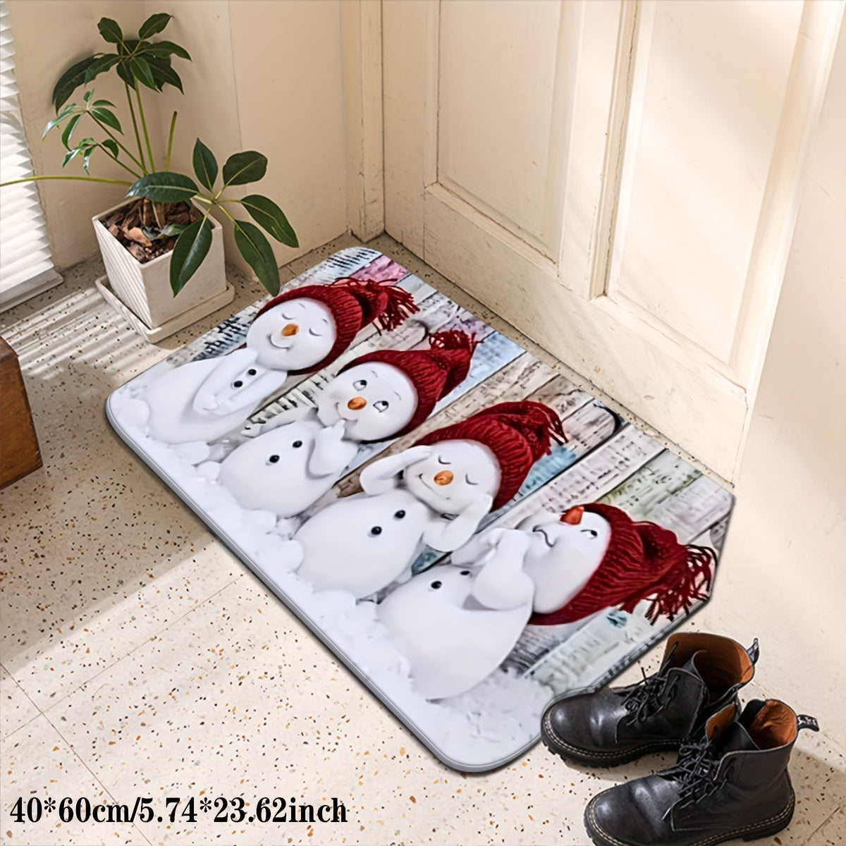 Adorable Christmas Snowman Kitchen Mat - Featuring Non-Slip, Stain-Resistant, and Absorbent Qualities - Ideal for Home Decor in Entryways, Bedrooms, and Bathrooms