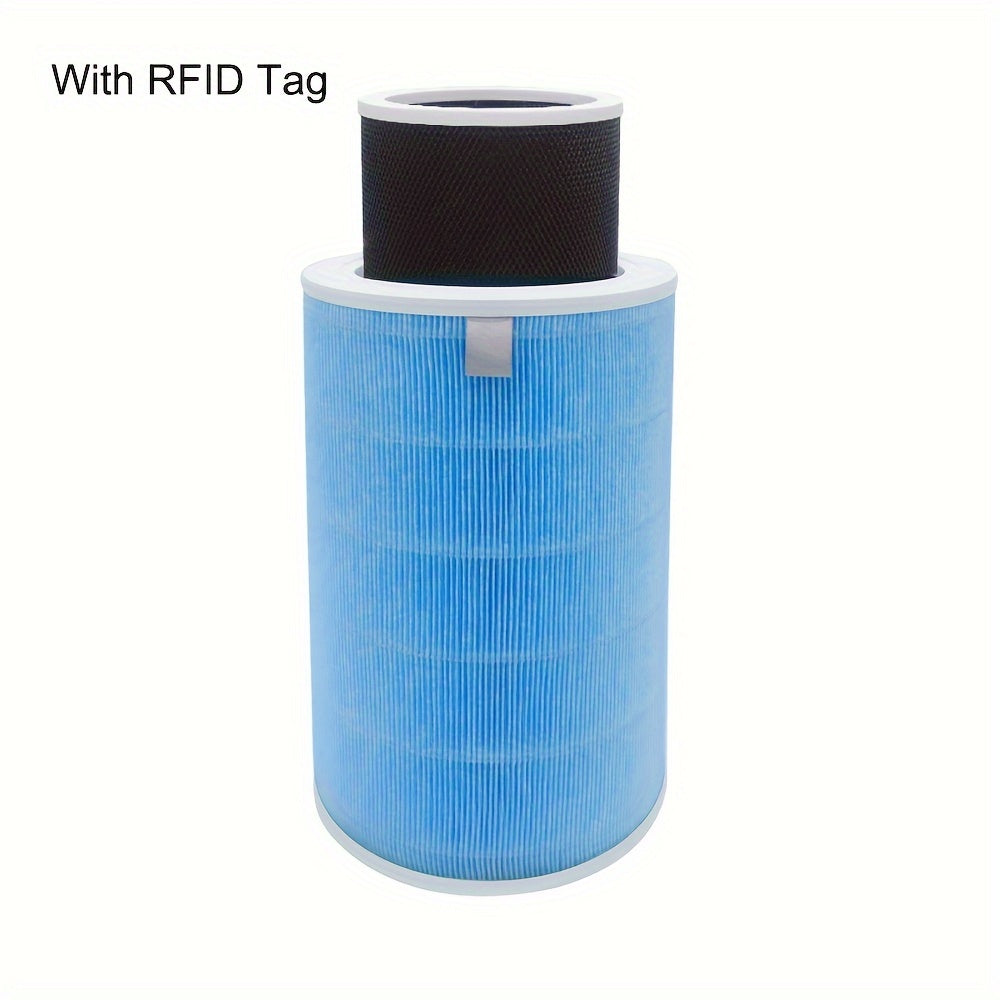 Compatible HEPA replacement filters with RFID chip for Xiaomi Mi Air Purifier models 1, Pro, 2C, 2H, 3, 3C, 3H. Made of plastic, polypropylene, and active carbon.