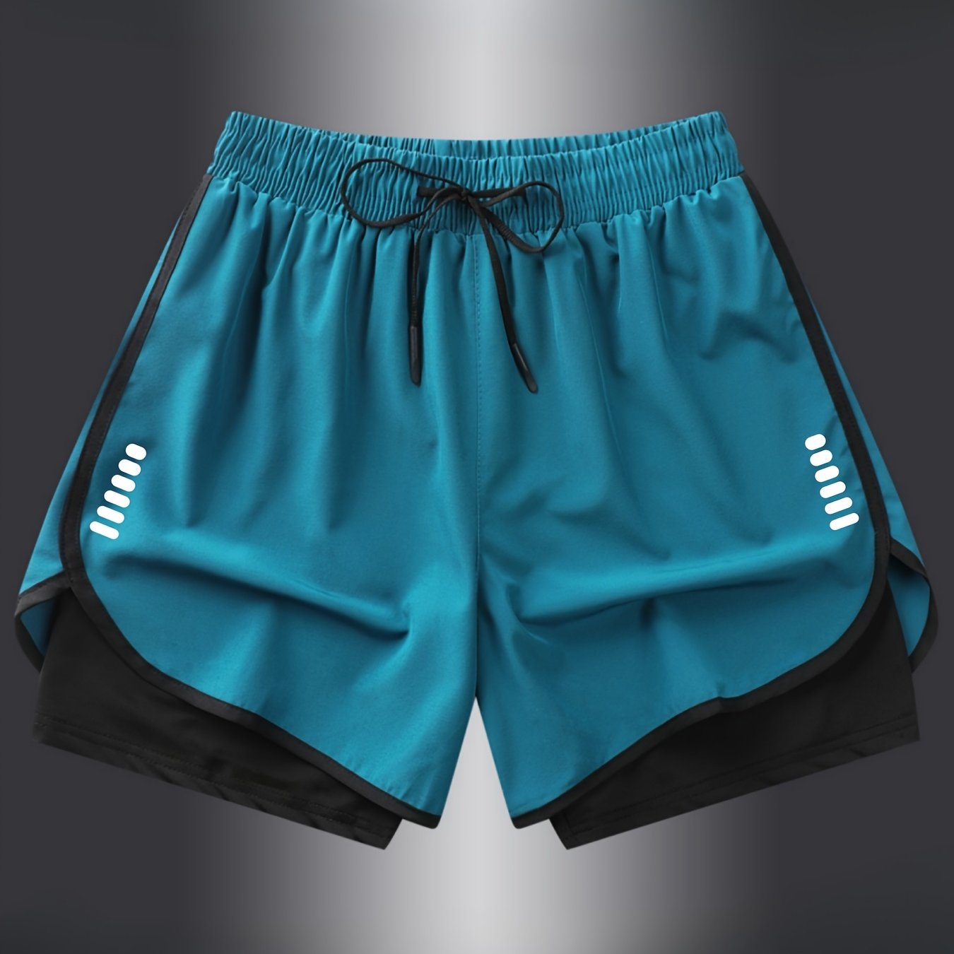 Breathable men's athletic shorts with quick-dry polyester and printed design, perfect for summer sports.