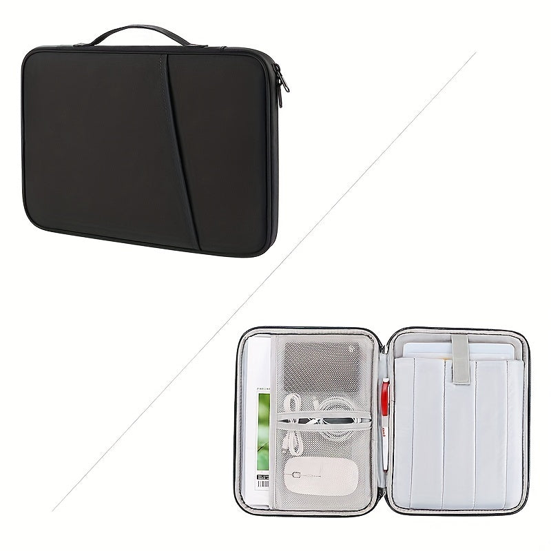 Pad storage bag for tablets and laptops measuring 27.43 cm x 27.94 cm x 32.77 cm. Protects devices in a carrying case with pockets for office supplies.