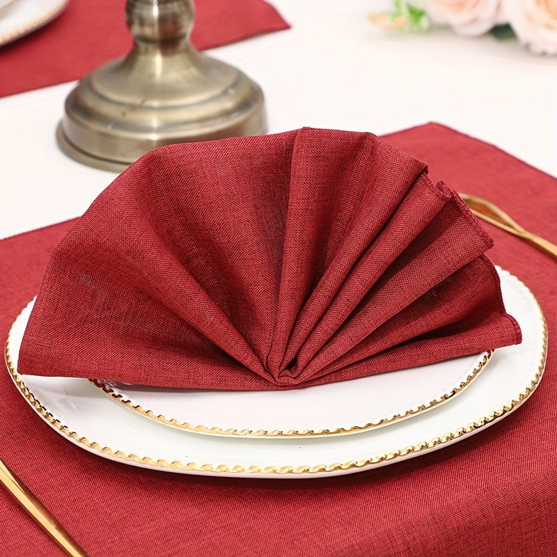 12 Elegant Beige Polyester Blend Dinner Napkins - 45.72x45.72 cm Square, Soft & Durable for Special Occasions