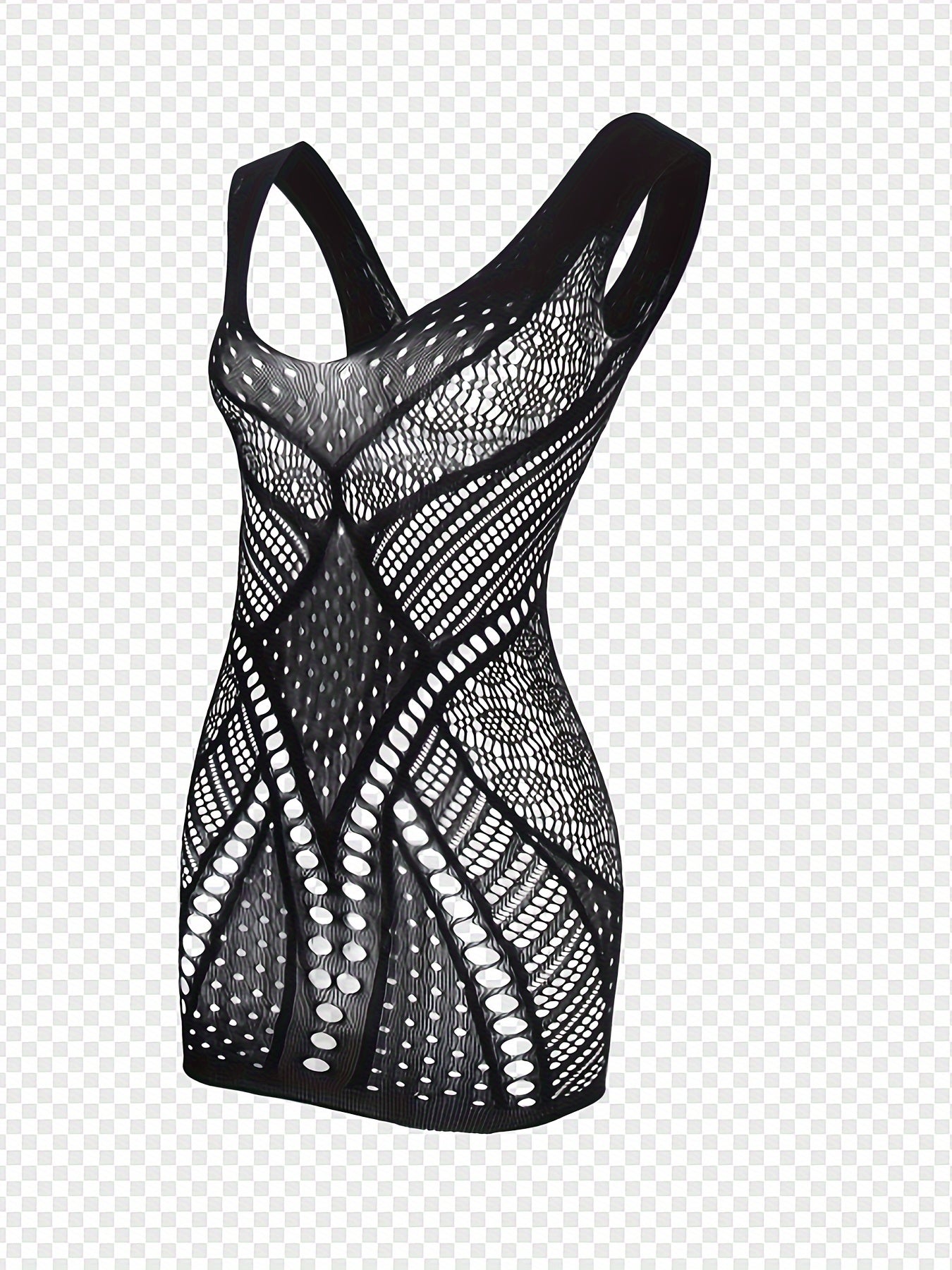 Sexy lingerie including an erotic fishnet bodycon dress and hollow out sheer backless babydoll.