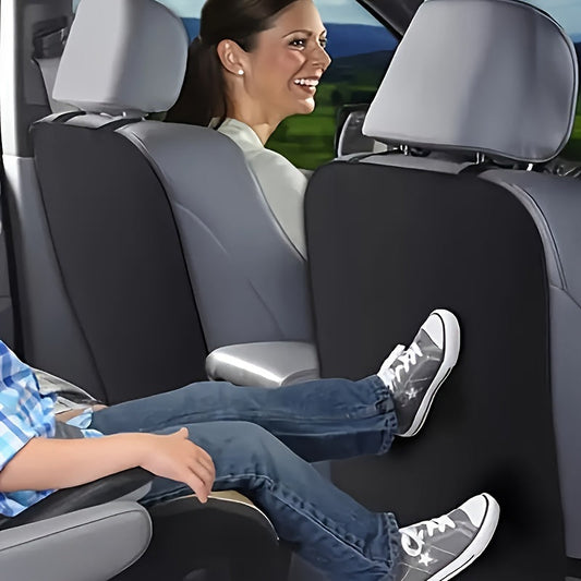 Two premium waterproof car seat back protectors, designed to withstand the messes of youngsters and protect upholstery from dirt, scratches, and spills. Easy to clean and install, these durable kick mats are a must-have for any car owner.