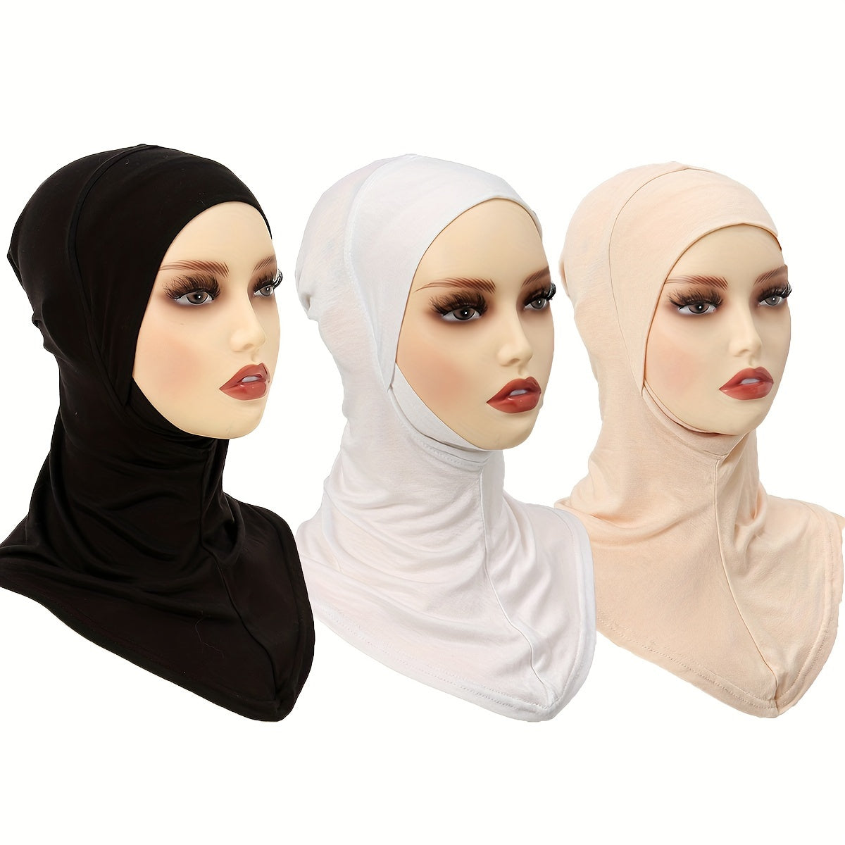 3-Pack Elegant Solid Color Polyester Hijab Shawls, Breathable & Sun-Proof, Yarn-Dyed Craftsmanship, Non-Stretch and Feather-Free.