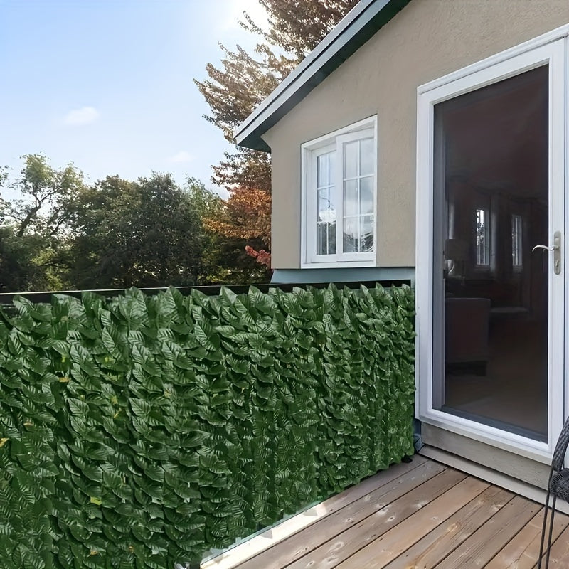 2 rolls of 3m artificial ivy fence for outdoor garden privacy wall, wall-mounted with no power needed, perfect for festive outdoor decor.