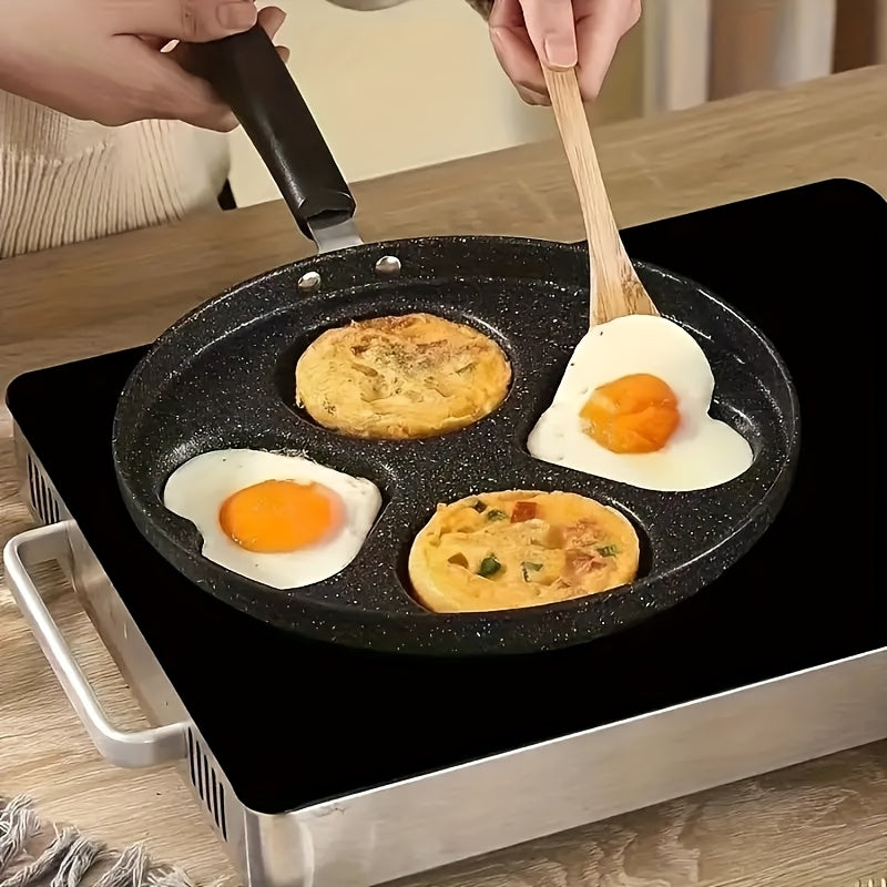 A Stainless Steel Skillet with a Non-Stick Surface, Includes Multi-Section Breakfast Pan, Burger & Egg Mold. Suitable for Gas Stove Top & Induction Cooker. Essential Kitchen Utensil & Gadget.