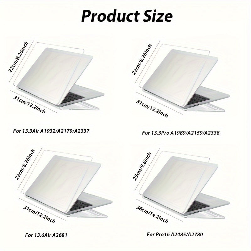 Protective case for MacBook Air/Pro, with non-slip pad and waterproof/dust-proof features. Fits models A2485, A2780, A2681, A2337, A2338.