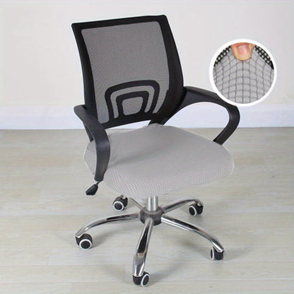 Modern elastic office chair protector made of polyester and spandex. Features non-slip box cushion design and machine washable.