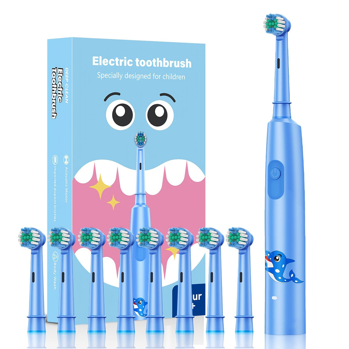 Youth electric toothbrush with 3 modes, USB rechargeable, and soft bristles for deep cleaning.