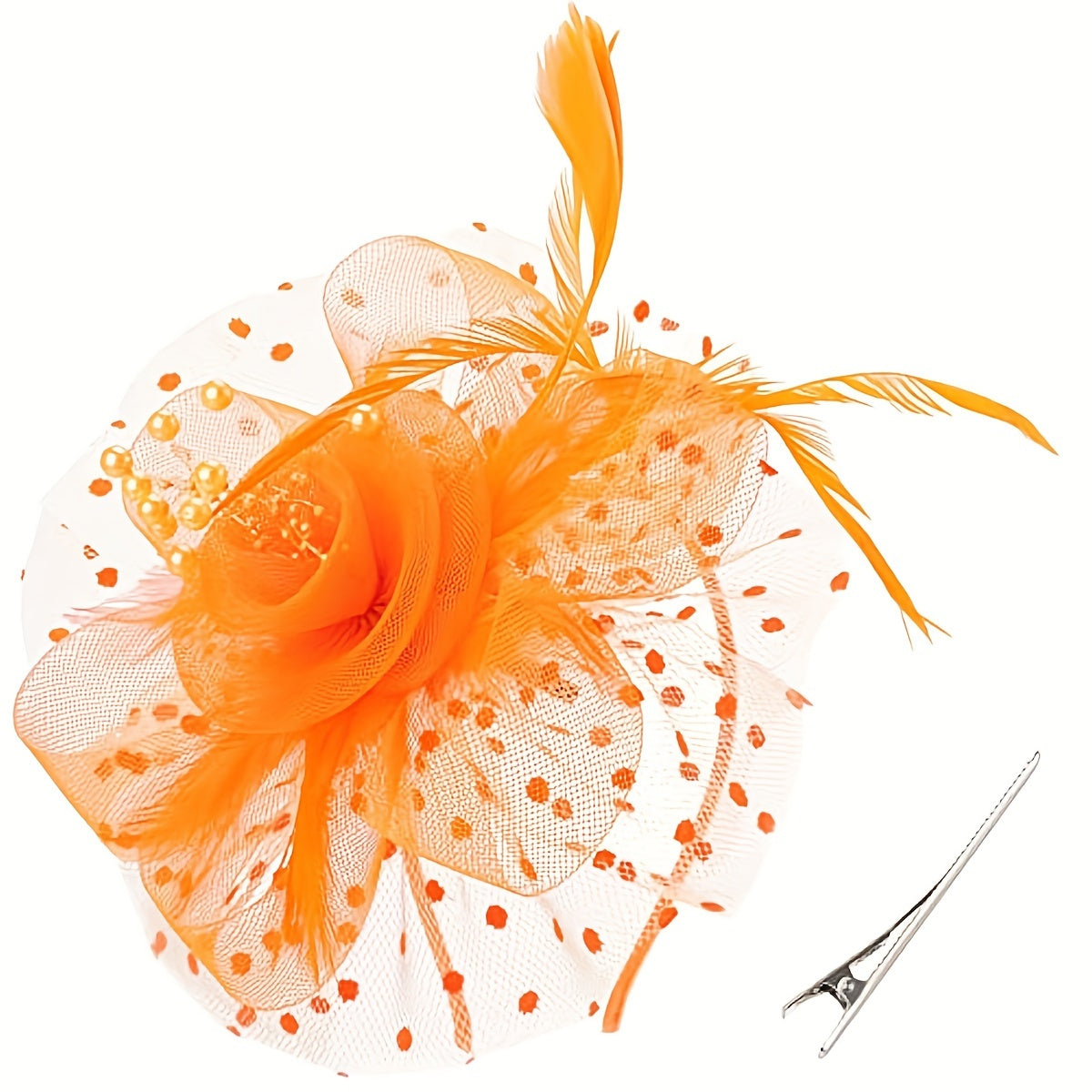 Women's Vintage Fascinator Hair Clip with Mesh Veil, Artificial Feather Flower, Perfect for Parties, Clubs, Weddings, and Church Events. Retro Style and a Great Mother's Day Gift Option.