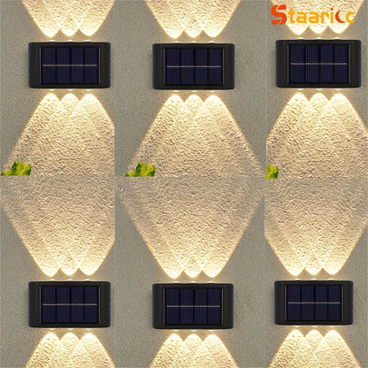 Solar Wall Lights for Outdoor Decoration - Set of 8/6/4/2 LED lights for Courtyard, Street, Fence, Garage, Garden.