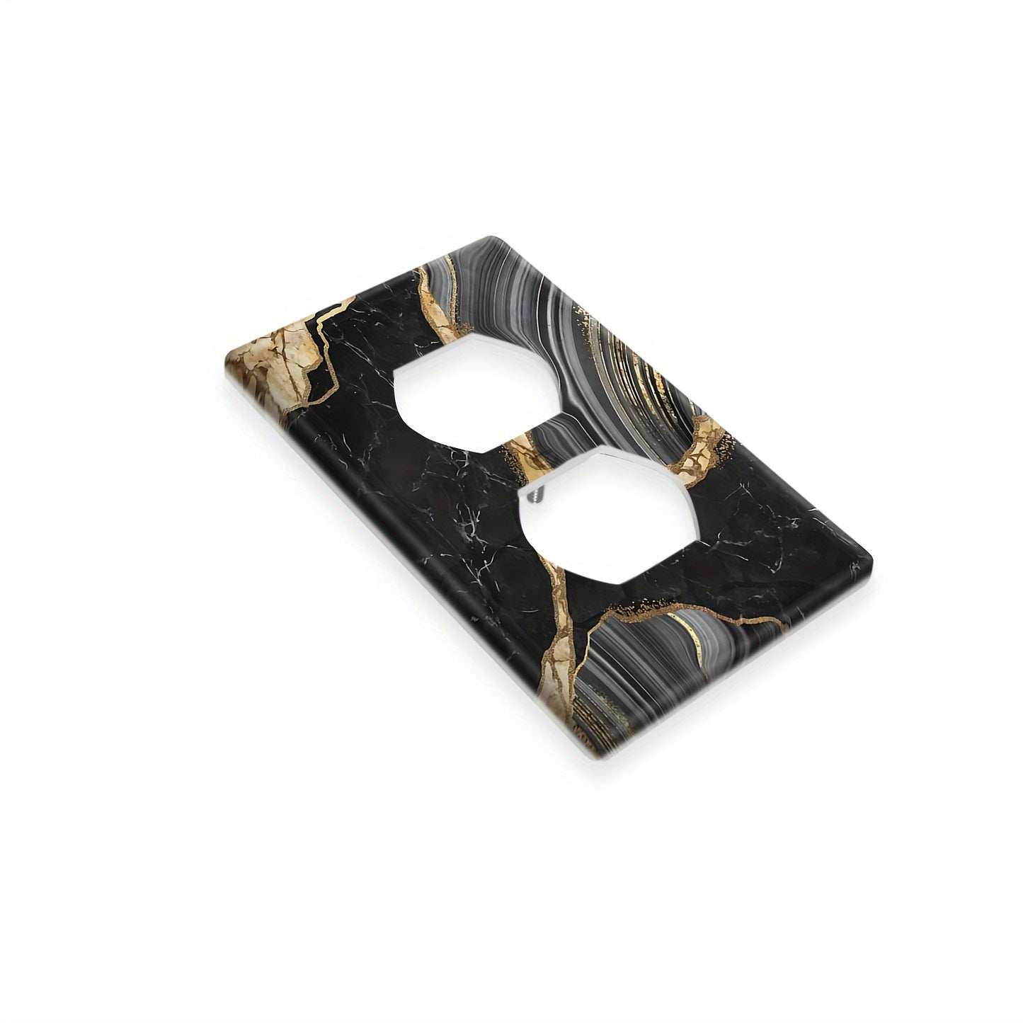 Sleek Black and Gold Marble Light Switch Cover - Decorative Faceplate for Home, Bathroom, and Dimmer Outlets