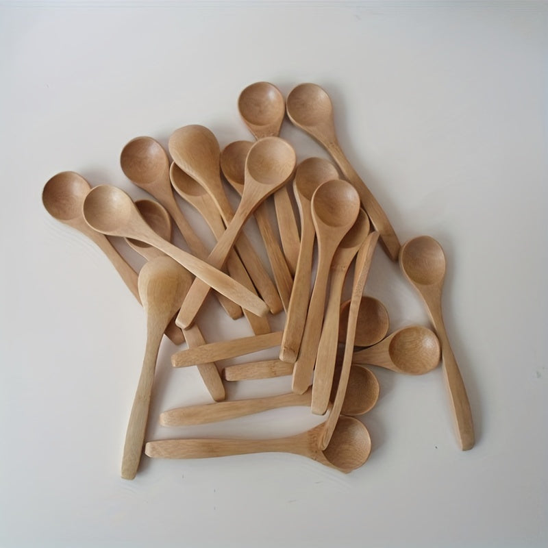 Set of 10 Wooden Long Handle Spoons - Ideal for Enjoying Home Coffee and Crafting Creative Dishes