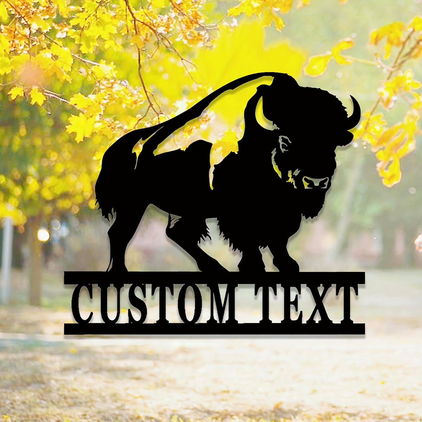 Bring a Personal Touch to Your Space with our Customizable Buffalo Metal Sign. Perfect for Bison Ranches, Hunting Lodges, and Farmhouse Decor. This Metal Wildlife Silhouette is Crafted for Ages 14 and Up, Adding an Artistic Touch to Your Home.