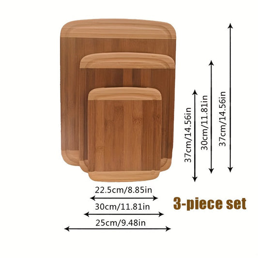 Bamboo Chopping Block Set - 3-Piece Kitchen Prep Boards, Perfect for Holiday Cooking and Entertaining