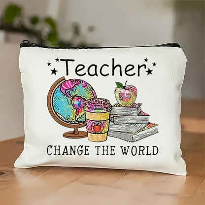 Durable polyester makeup bag, great for gifts or personal use, scent-free and non-waterproof. Ideal for teachers for retirement, birthday, graduation, or Teacher's Day.