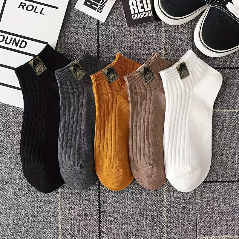 5 pairs of comfortable, breathable low-cut ankle crew socks.