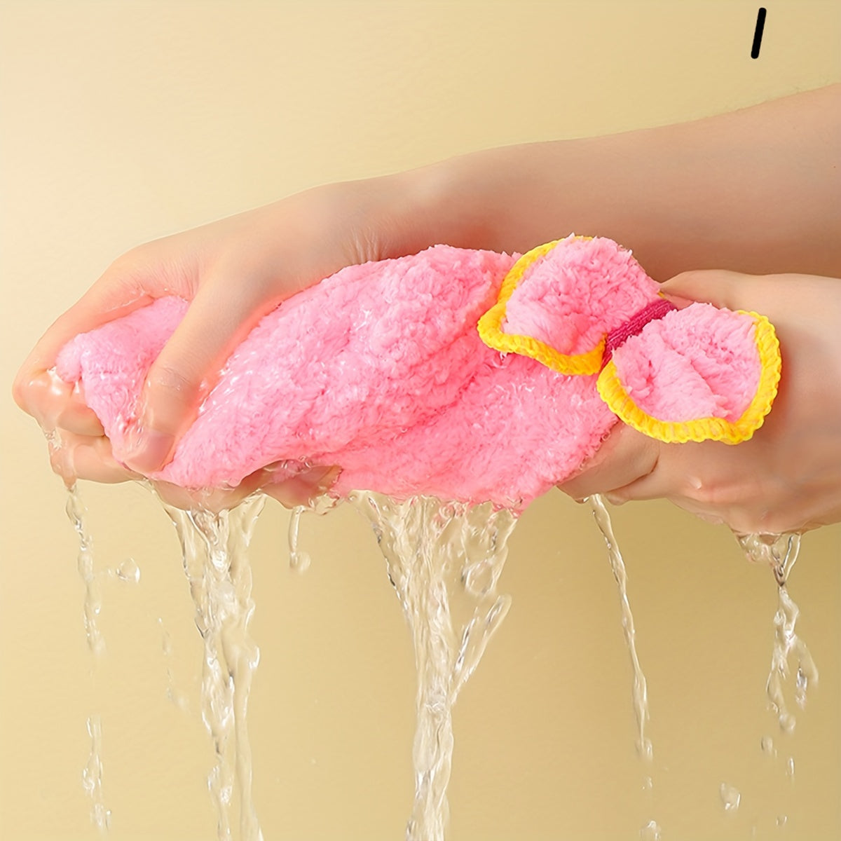 Soft microfiber hair towel wrap with ribbon - quick dry, super absorbent shower cap for women and girls.