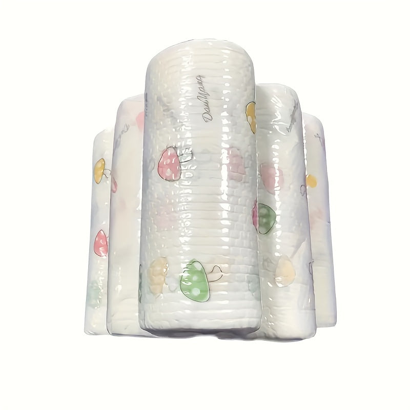 Roll of 50 disposable kitchen paper towels, perfect for cleaning up in the kitchen. These absorbent dishcloths are great for dry and wet use, as well as removing oil. A must-have for your kitchen supplies and cleaning supplies. Get ready for the