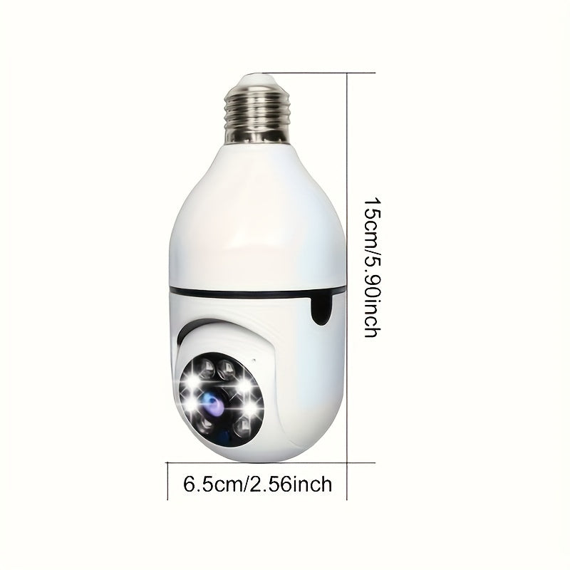 E27 Wifi Camera: Wireless 355-degree Panoramic IP Camera with 1080P Resolution. Features Smart Home Surveillance, Motion Detection Alarm, Night Vision, Two-way Communication, Indoor Monitoring, and Care Security Capabilities.