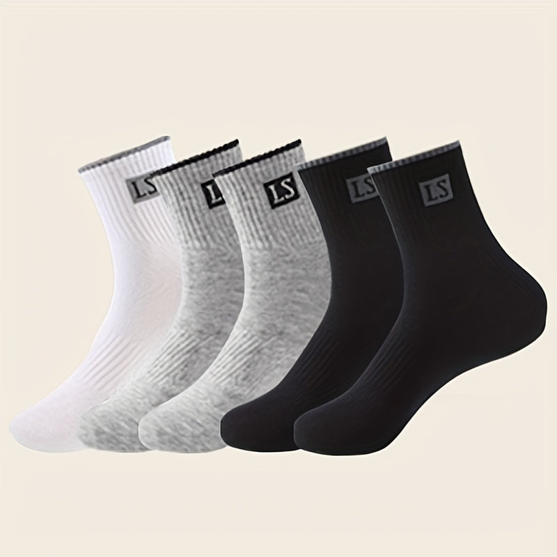 5 pairs of men's striped thermal crew socks