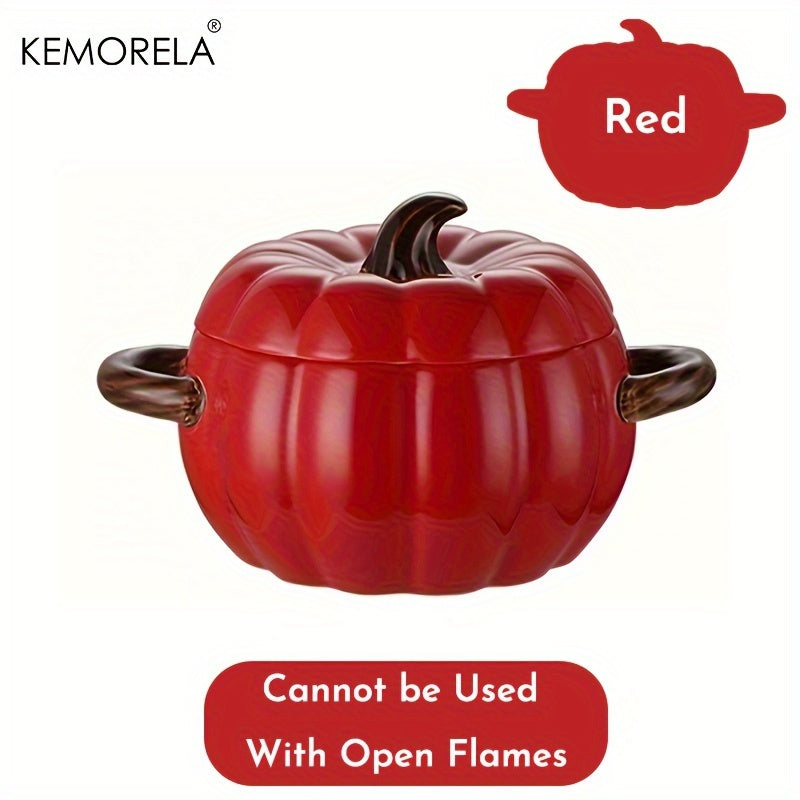 Introducing the KEMORELA 50oz Large Ceramic Pumpkin Pot with Lid! This versatile pot is ideal for adding a festive touch to your Halloween, Thanksgiving, and Christmas decor. Perfect for baking, serving, and storing your favorite dishes. Upgrade your