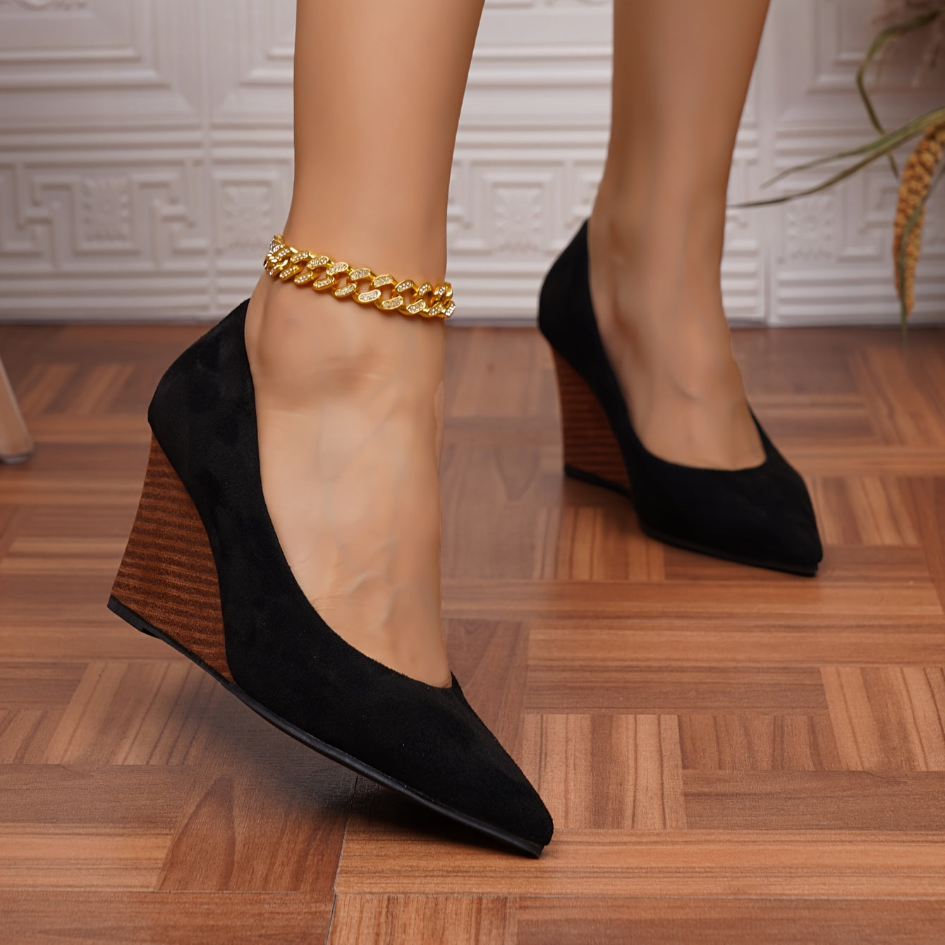 Casual women's wedge heels in solid color with a platform design for comfort.