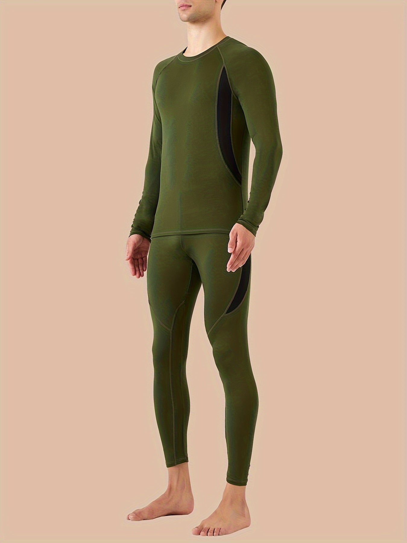 Men's thermal pants set for winter activities like hunting, running, cycling, skiing, sports, yoga, fitness, and casual wear.