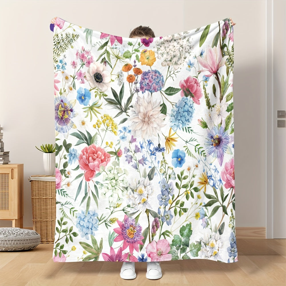 Soft and cozy flower print blanket, perfect for napping on the go or at home. Ideal for adding a touch of warmth and style to any room. Makes a great birthday or holiday gift for girls and adults. Suitable for all seasons.