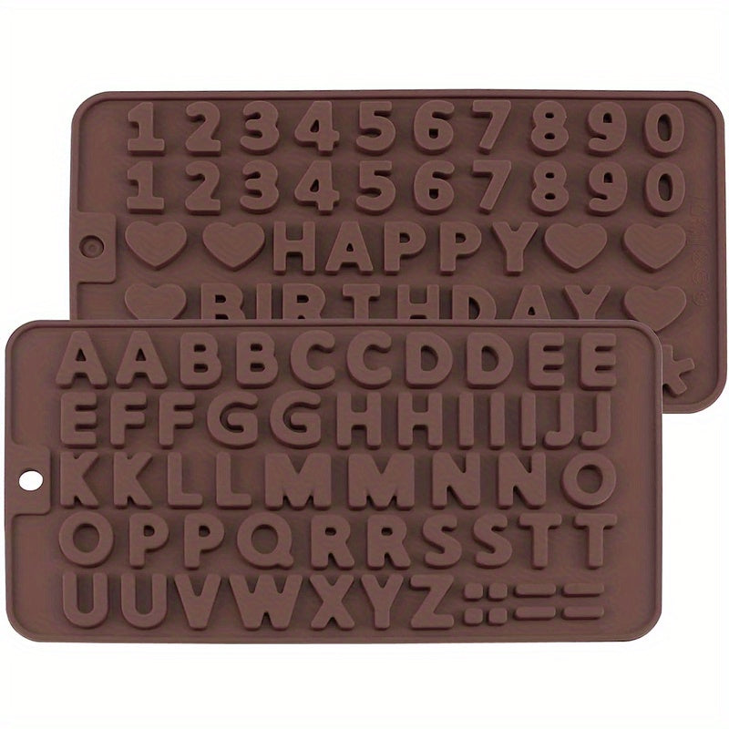 Set of 2 Non-Stick Silicone Chocolate Letter and Number Molds for Homemade Desserts and Cake Decorations - Ideal for Birthday Celebrations and Gatherings