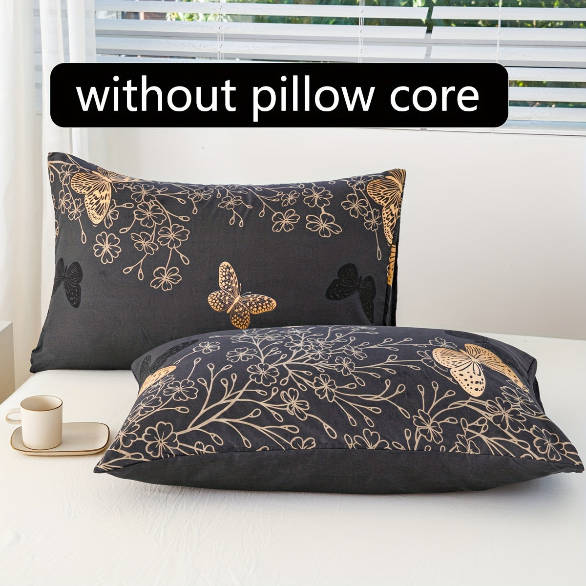 Choose from multiple sizes of these soft and comfortable polyester pillowcases, featuring a golden butterfly print. Perfect for adding a touch of elegance to your bedroom decor.