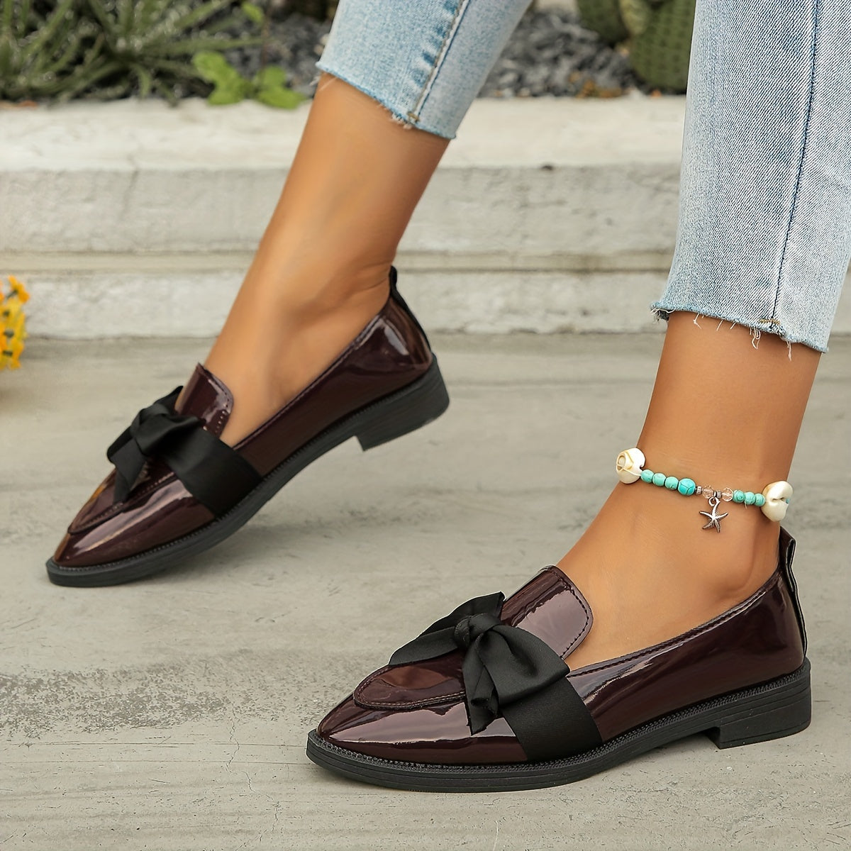 Summer loafers with bowknot detail, perfect for office and daily wear.