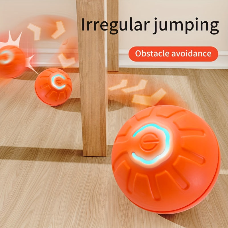 Durable, rechargeable, and safe interactive dog toy with irregular jumping pattern. Promotes fun play, prevents destructive chewing, and engages small to medium breeds.