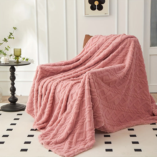 One piece of Flannel Blanket, perfect for your sofa, with a plush, soft texture that is both cozy and comfortable. This 3D Jacquard woven blanket is ideal for adding a touch of style to your home decor. Lightweight yet warm, this blanket offers a