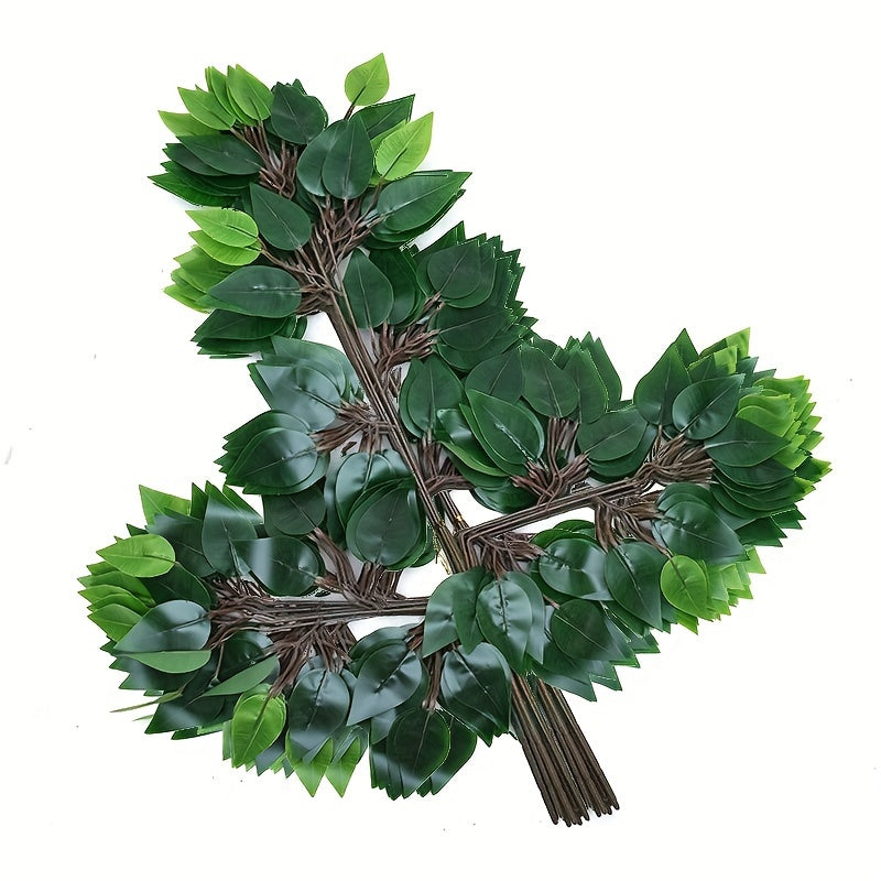 24pcs of Realistic Banyan Tree Leaf Branches for Wedding Arches and Home Decor - Green Plant Sprays for Natural Look