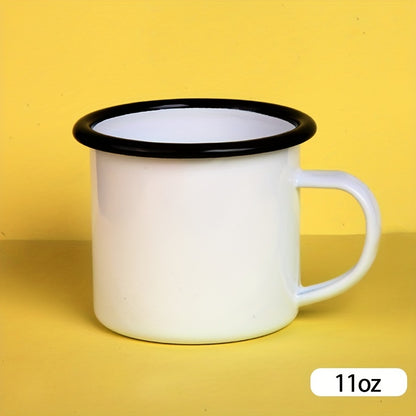 Enamel cup for coffee shop, restaurant, camping, travel, or barbecue, 11oz.