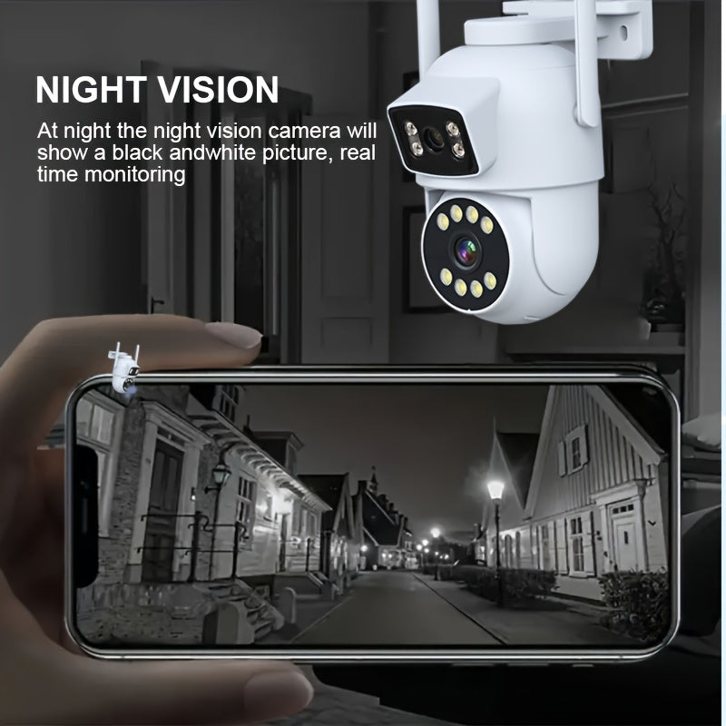 Cutting-edge Design, Advanced Dual-Camera Security System - Connects to WiFi, Features Two-Way Audio, Compatible with Smartphones & Tablets, No Batteries Required - Ideal for Monitoring Home, Office, School, or Shop (SD Card Sold Separately)